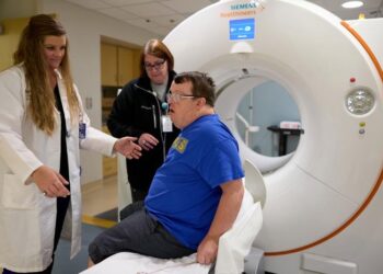 Patient with Down syndrome getting scan