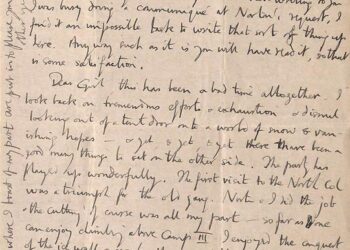 1st page of the final letter from George Mallory to Ruth Mallory, 27 May 1924