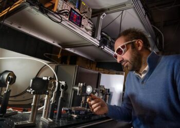 Stefano Bonetti in his lab at Stockholm University.