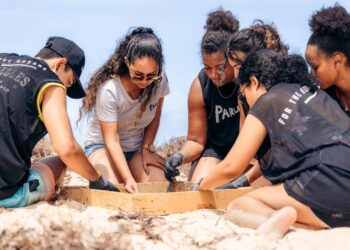 Sorting plastics after Seychelles beach clean