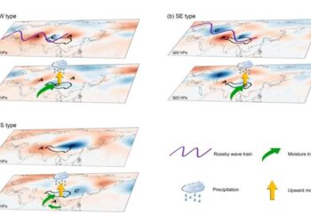 Characterization of atmospheric circulation and precursors during the occurrence of different types of extreme precipitation events over the Tibetan Plateau.