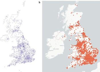 Map of respondents’ geographical distribution at a 10 km × 10 km square scale.