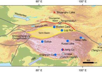 Ancient SR routes and the locations of climate proxy records and archaeological sites used in the study.