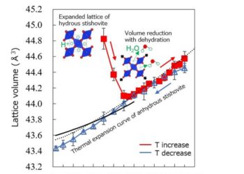 Dehydration and lattice volume change of hydrous SiO2 stishovite