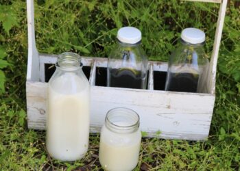 Fresh milk on a farm