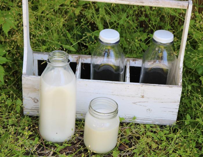 Fresh milk on a farm