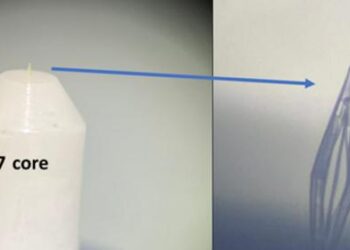 Micro-scale, 3D-printed photonic lantern supporting the conversion between six spatially distinct inputs and six spatially-overlapping orthogonal modes