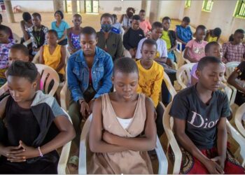 Ugandan female youth practicing Transcendental Meditation