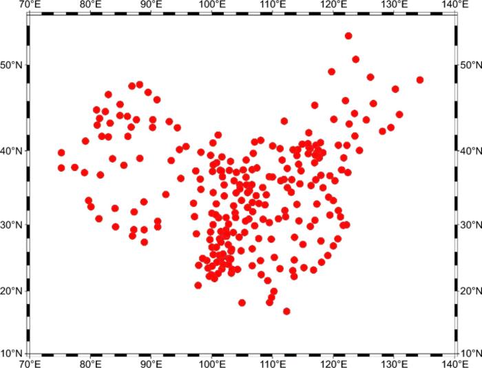 Distribution of 233 stations in the PPP-AR experiment.