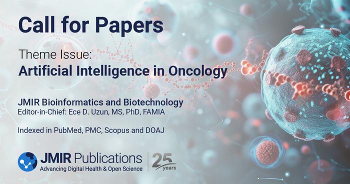 JMIR Bioinformatics and Biotechnology is inviting submissions for a new theme issue titled “Artificial Intelligence in Oncology.”