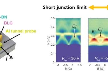 A schematic of a bilayer graphene Josephson junction device with a tunneling electrode
