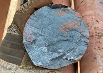 1.3-billion-year-old deep blue iron ore from the Hamersley Province. Credit - Liam Courtney-Davies, Curtin University