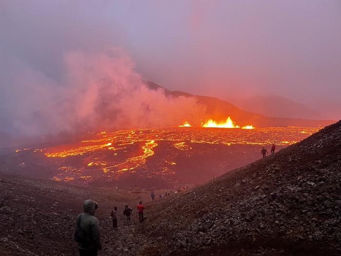 Visitors witness 2022 Meradalir eruption.