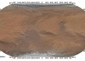 China’s first Mars Global Color Image Map in Robinson projection