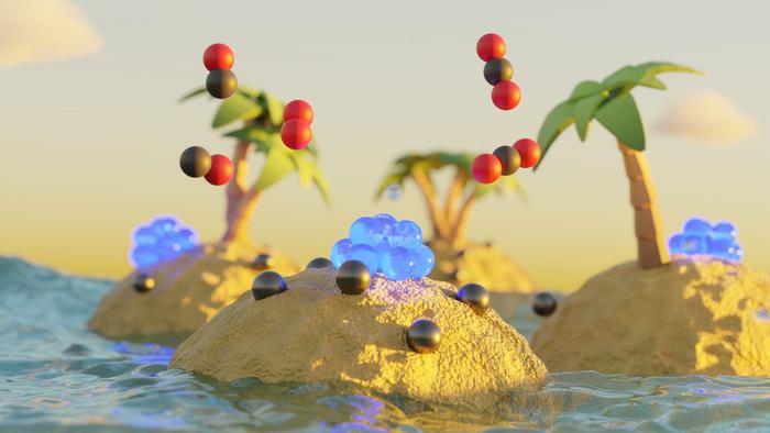 Nanometer-sized palladium particles on ceria “islands” make noble-metal catalysts stable and efficient. (Photo: ITCP, KIT)