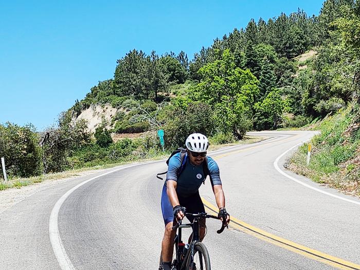 Portrait of one of the authors on his bike