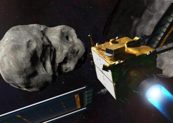 Illustration depicting NASA's DART spacecraft prior to impact