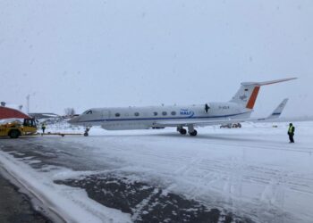 The HALO aircraft in the Arctic.