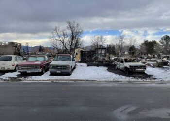 Remnants of ashes across the street from the studied house in Superior, Colorado