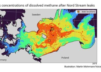 Spread of methane in Baltic sea