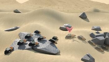 Illustration of how multiple cyborg insects will follow a single leader (swarm navigation)