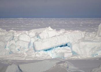 Close-up of a newly formed pressure ridge in the Arctic Ocean.
