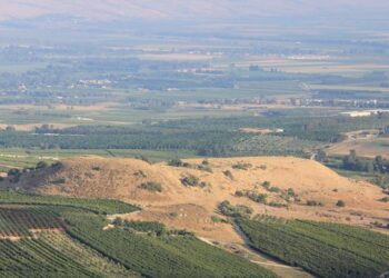 Aerial view of Abel Bet Maacah looking south-east
