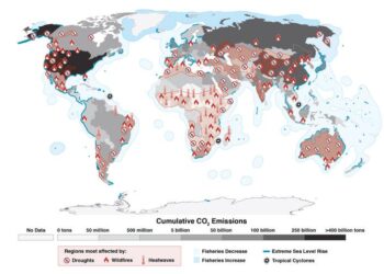 Map of emissions and climate change impacts