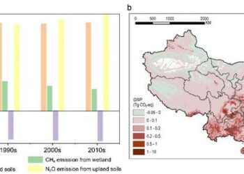 Spatial-temporal distribution of cumulative GWP from CH₄ and N₂O emissions in China's NTEs (1980-2020)