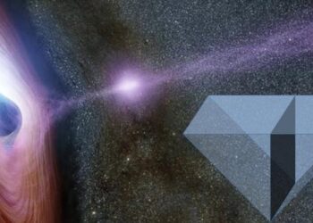 Double-prism device with thin film in between shown as dark light absorbing plane—mimicking a gravitational black hole.