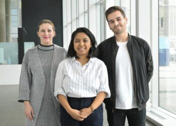 Martine Tétreault (left), CRCHUM researcher, and current PhD candidates Lovatiana Andriamboavonjy and Sébastien Audet (right)