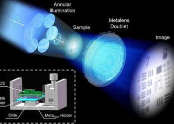 The proposed metalens doublet configuration with annular illumination can overcome off-axis aberrations and achieve unprecedented high-resolution wide-field imaging, even in a compact and highly integrated prototype.