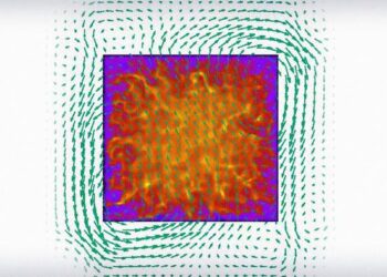 A single frame from a simulation of an industrial plasma