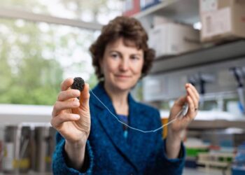 Professor Rebecca Fitzgerald demonstrates the capsule sponge