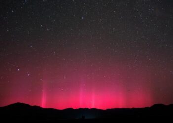 Red aurora over Engaru