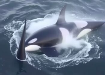 Orcas filmed exploding a giant fish after ramming it with force, possibly playing
