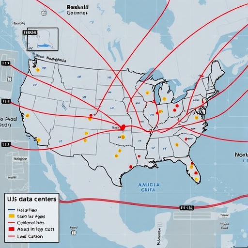 US data center locations shaped by urban infrastructure and fossil fuel legacies