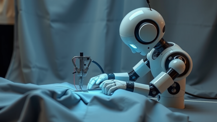 Robot Learns to Sew Fabric Like a Human Using Vision, Neural Networks and Force Control