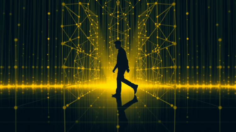 Neural network learns the hidden geometry of human walking