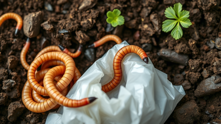 Earthworms Edge Out Composting in Breaking Down PLA/PBAT Bioplastic Bags, Study Finds