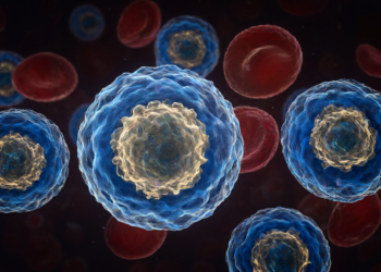 Immune cells in the bloodstream — AI-generated illustration
