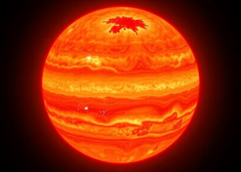 Astronomers map the scorching limb of a puffy hot Jupiter in 3D