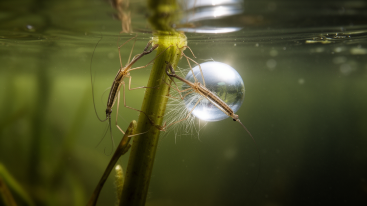 Water Scorpions Turn an Air Bubble Into a Mating Lifeline Underwater