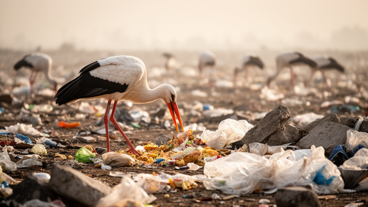 Landfill Foraging Reshapes Gut Parasites and Bacteria in Urban White Storks