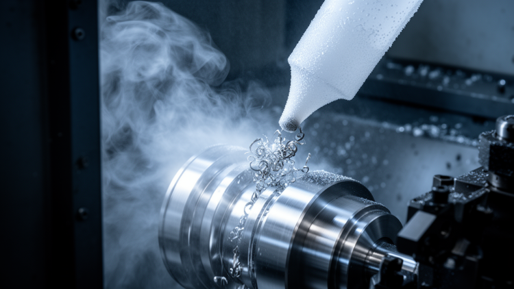 Dry Ice and Ethanol Mixture Cools Machining of Tough Superalloy, Cuts Roughness by Half