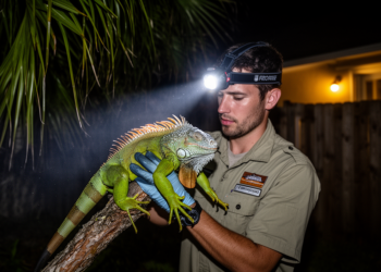Nighttime Raids on Sleeping Iguanas Reveal the Limits of Florida’s Invasive Reptile Control