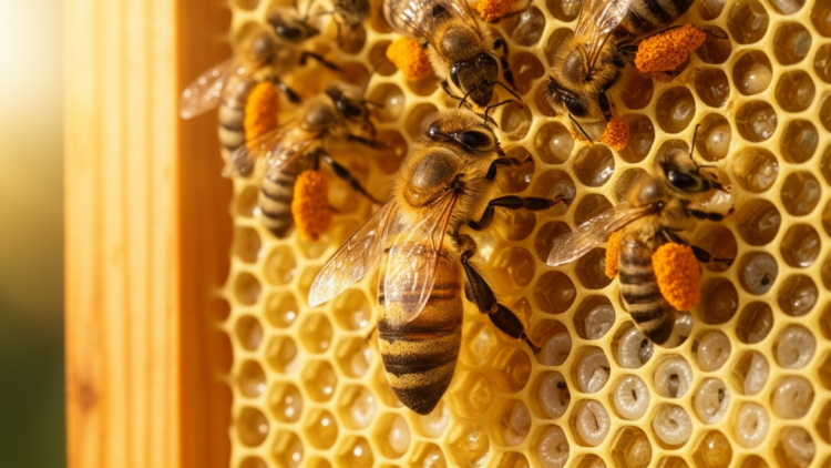 Honey Bee Model Lets the Queen’s Egg-Laying Emerge from Pheromones, Weather and Pollen