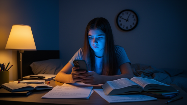Stress and Social Media Time Emerge as Strongest Predictors of Teen Academic Harm