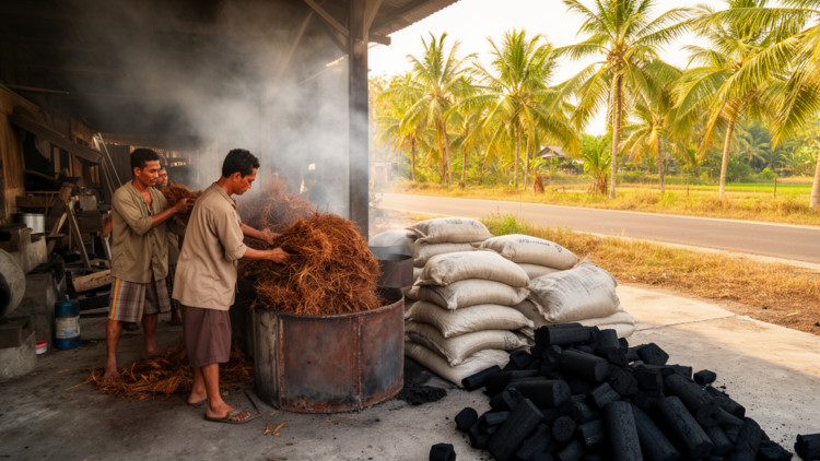 Coconut Waste Cash: Charcoal Processing Doubles Rural Incomes While Trust Beats Price in Indonesian Markets