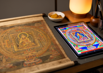 Transformer Keeps Sacred Thangka Geometry Intact While Restyling Its Art